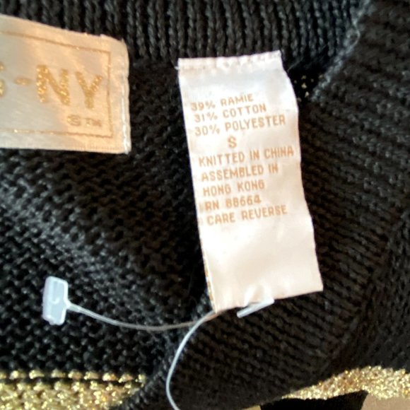 NEW XES-NY Gold & Black Striped Sweater Mob Wife Avant Garde - Picture 6 of 9